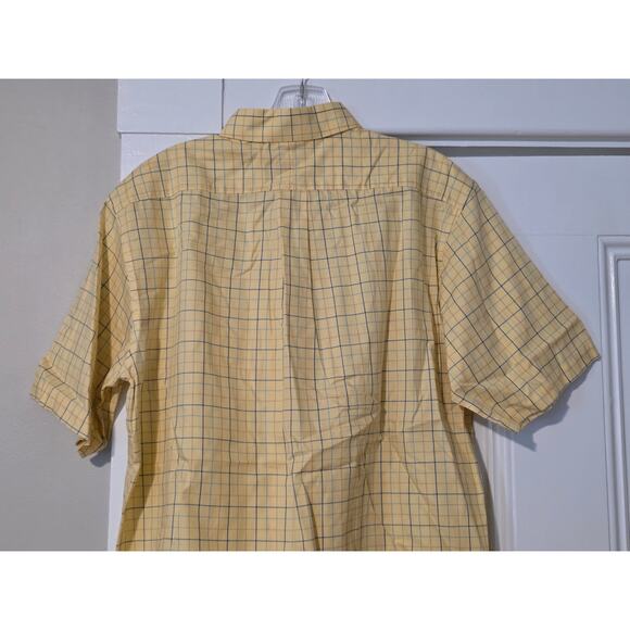 LL Bean Cotton Short Sleeve Button Down Shirt Mens Size M Tall Yellow Striped - Picture 5 of 8